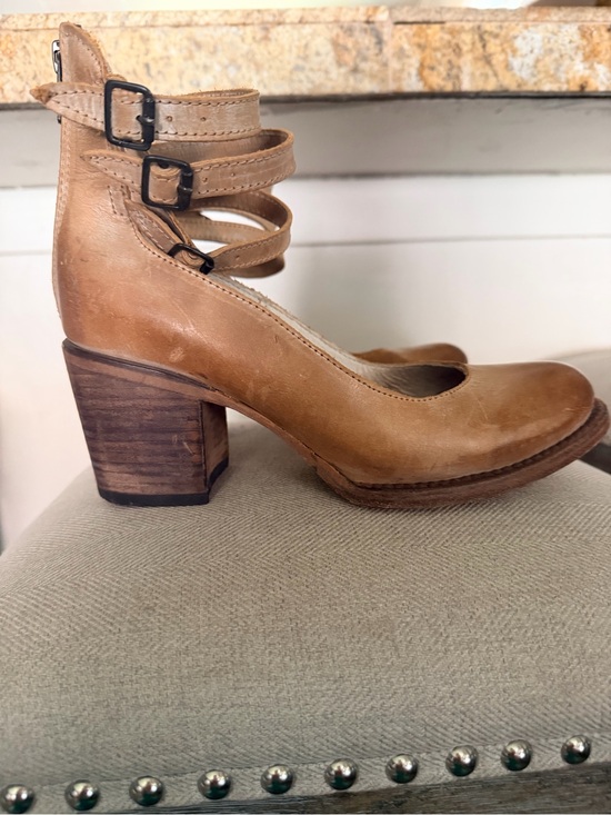 Freebird by Steven Shoes - Freebird by Steven Tan Strappy Leather Block Heel Pumps